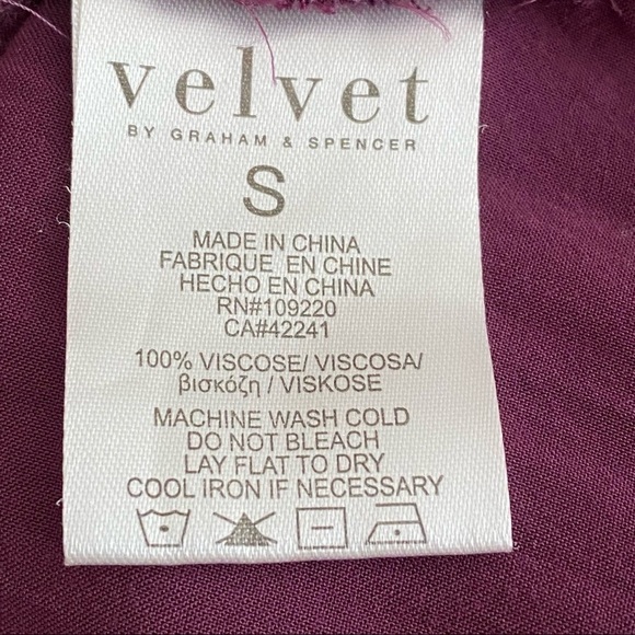 VELVET Brand Maroon Flowy High-Low Button Front Faux Wrap Long Sleeve Blouse S - Picture 7 of 10